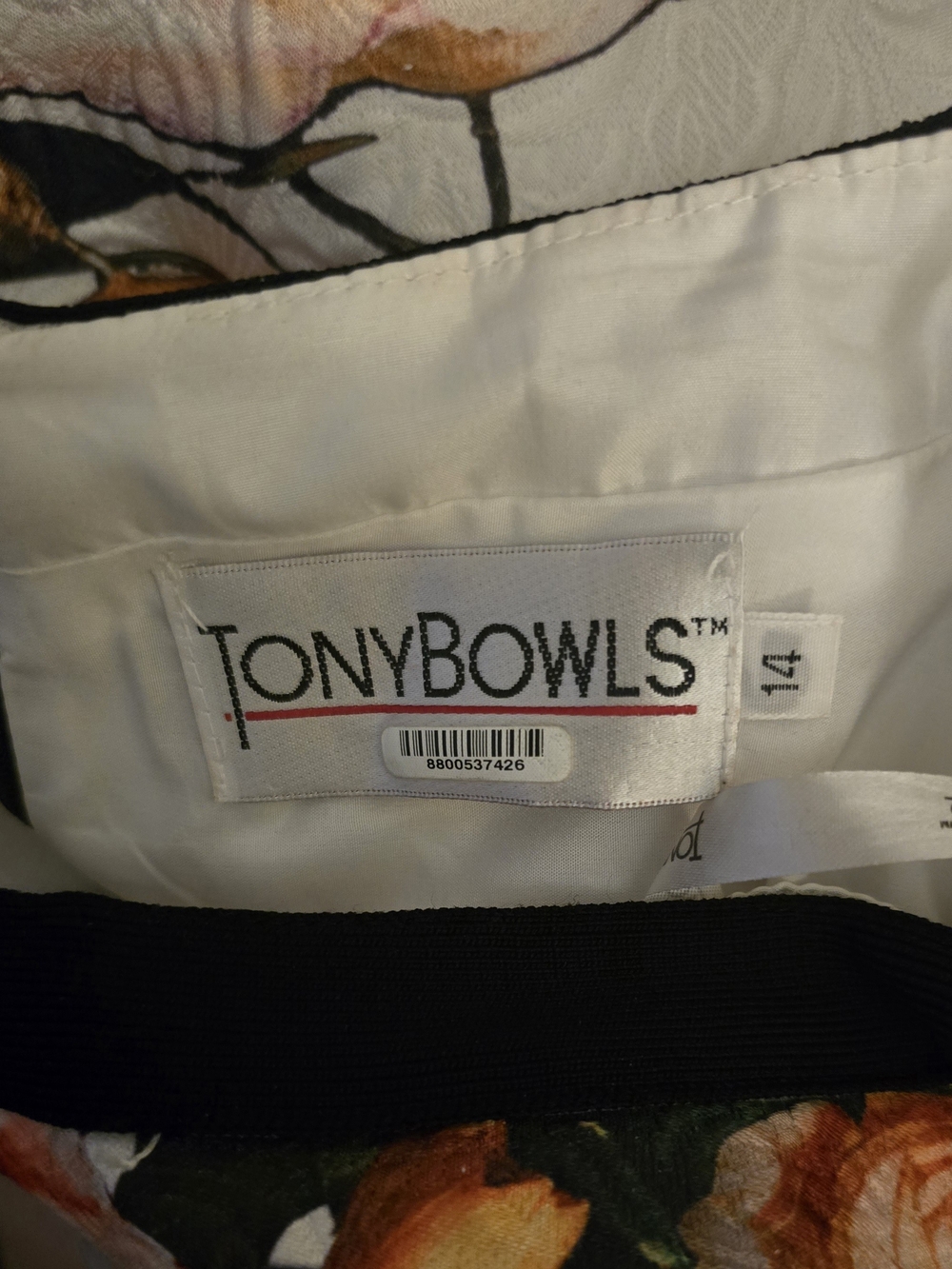 Tony Bowls Black & White Floral A-Line Skirt - Size 14 - Picture 7 of 8